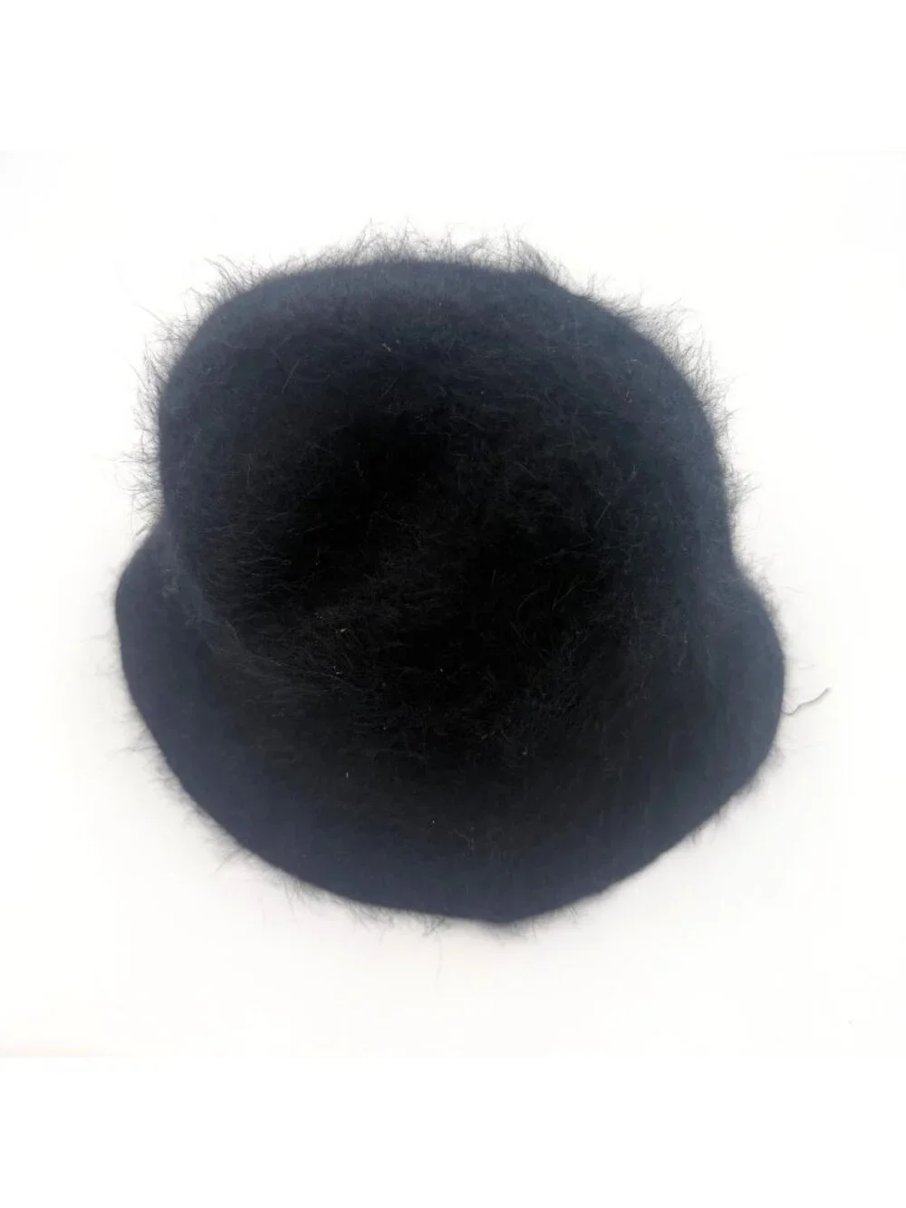 David & Young Women's Black Angora Blend Fuzzy Bucket Cloche Hat One Size